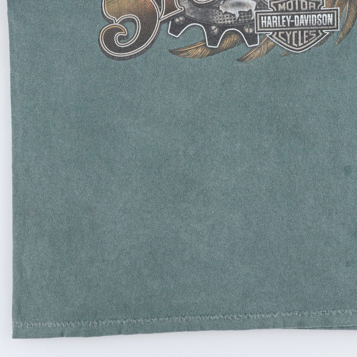 Harley-Davidson Eagle Pattern Motorcycle Bike T-shirt Men's L size cotton blue type Vintage Second Hand