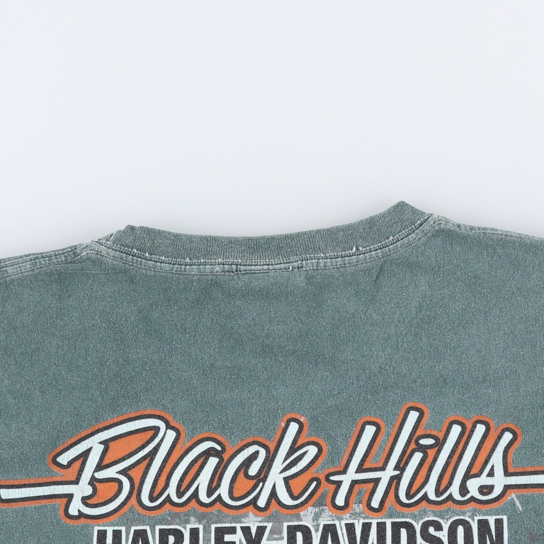 Harley-Davidson Eagle Pattern Motorcycle Bike T-shirt Men's L size cotton blue type Vintage Second Hand