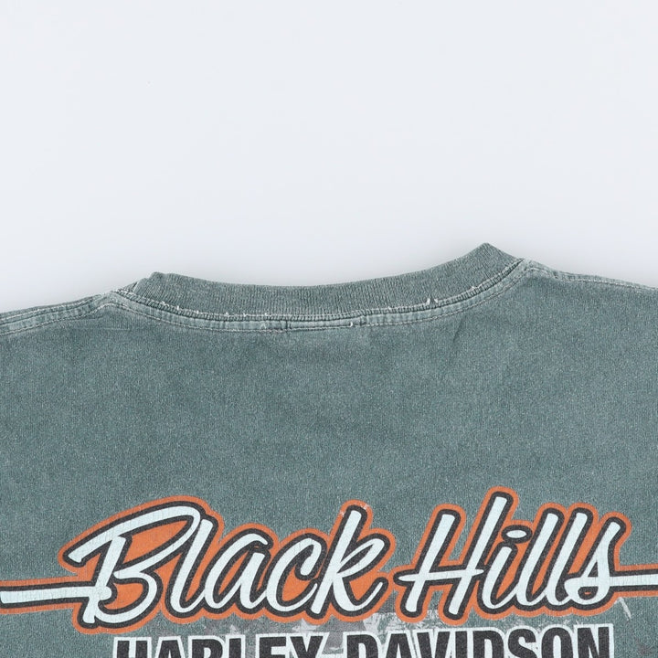 Harley-Davidson Eagle Pattern Motorcycle Bike T-shirt Men's L size cotton blue type Vintage Second Hand