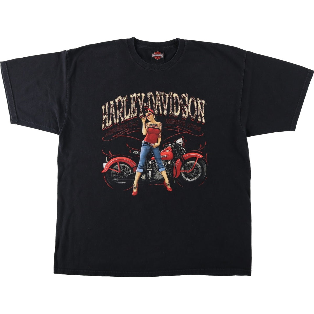 Harley-Davidson Pin-up Girl Motorcycle Bike T-shirt, Men's XL cotton black type Vintage Second Hand