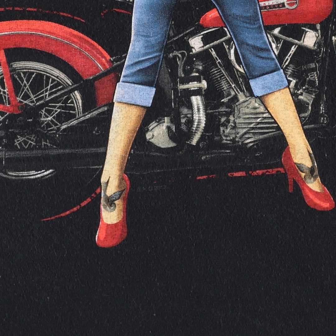 Harley-Davidson Pin-up Girl Motorcycle Bike T-shirt, Men's XL cotton black type Vintage Second Hand