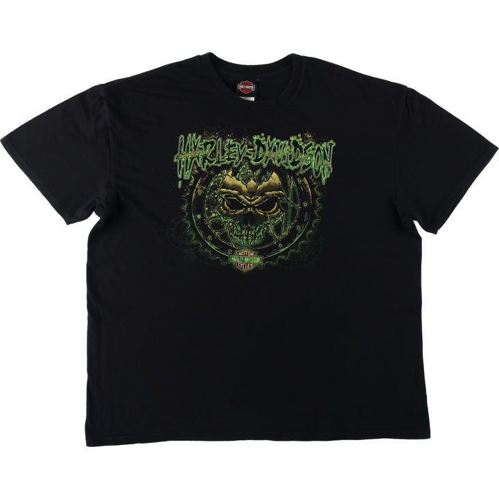 Harley-Davidson Skull Pattern Motorcycle Bike T-shirt Men's XXL cotton black type Vintage Second Hand