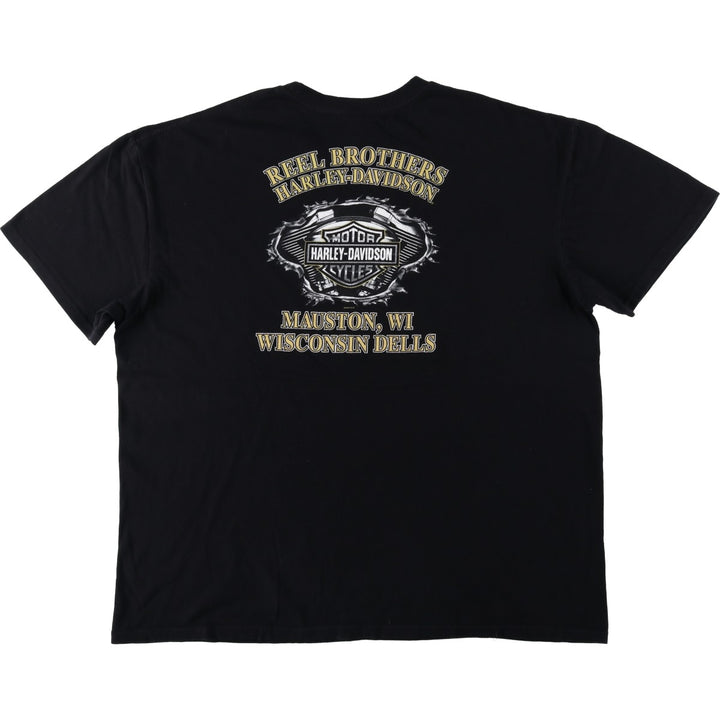 Harley-Davidson Skull Pattern Motorcycle Bike T-shirt Men's XXL cotton black type Vintage Second Hand