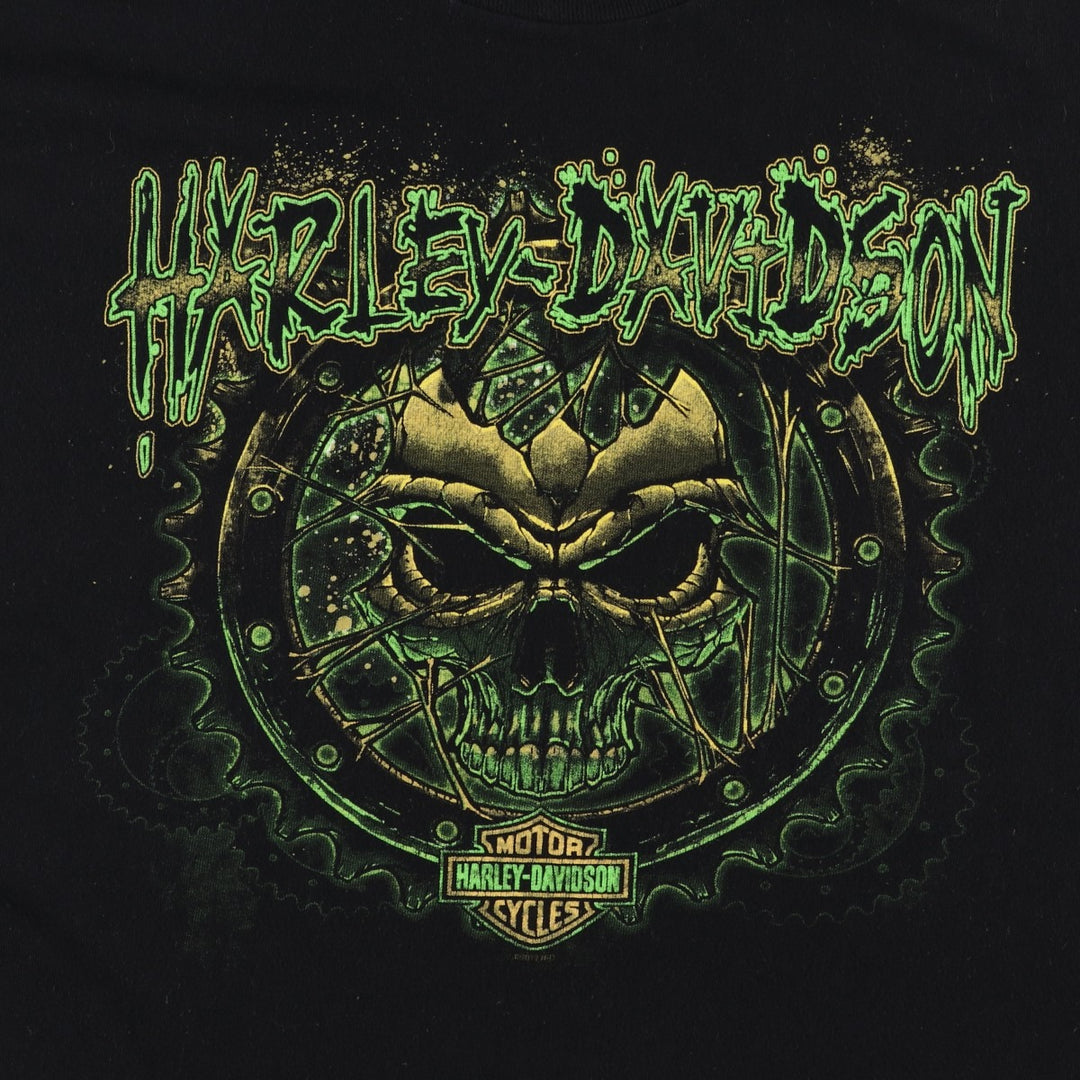 Harley-Davidson Skull Pattern Motorcycle Bike T-shirt Men's XXL cotton black type Vintage Second Hand