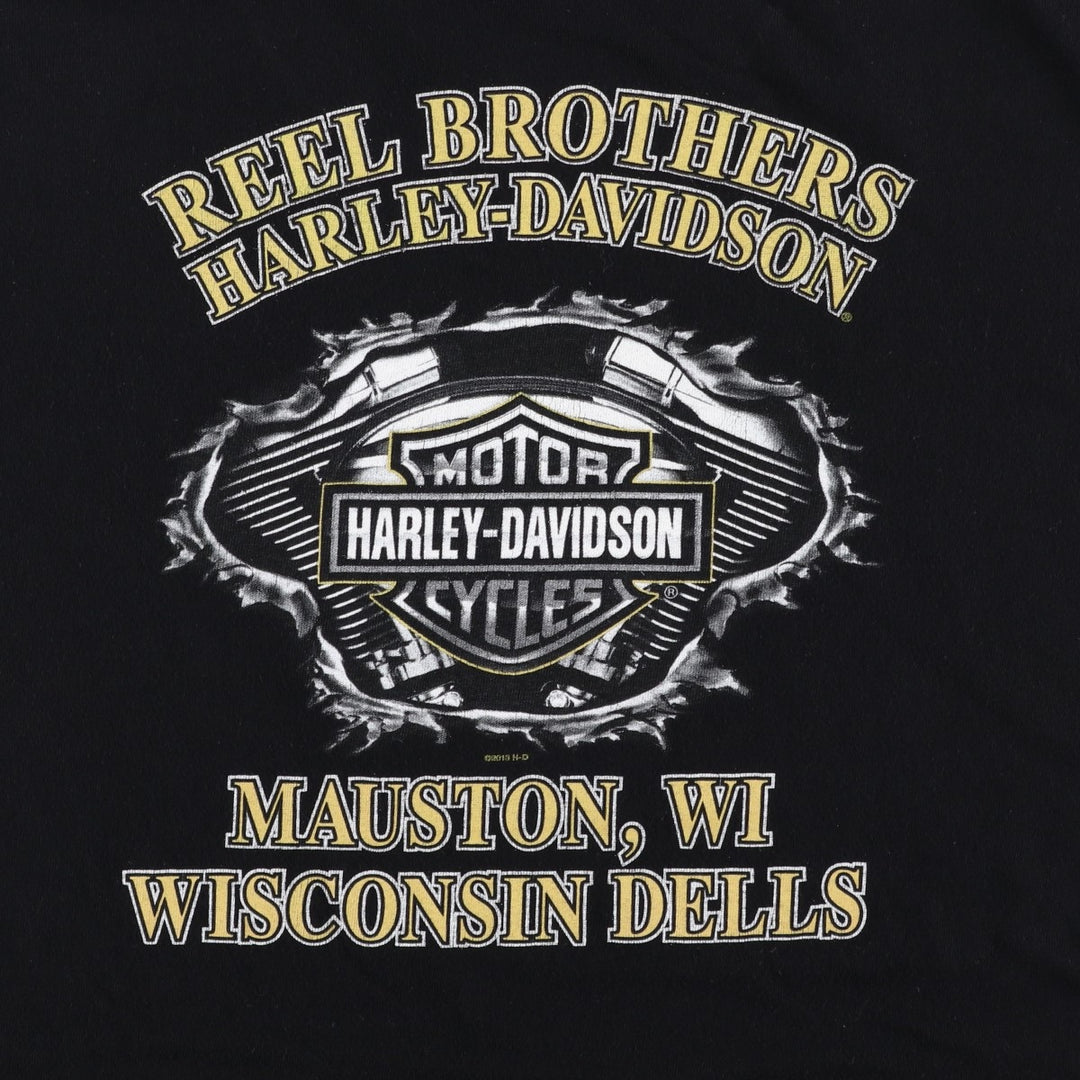 Harley-Davidson Skull Pattern Motorcycle Bike T-shirt Men's XXL cotton black type Vintage Second Hand