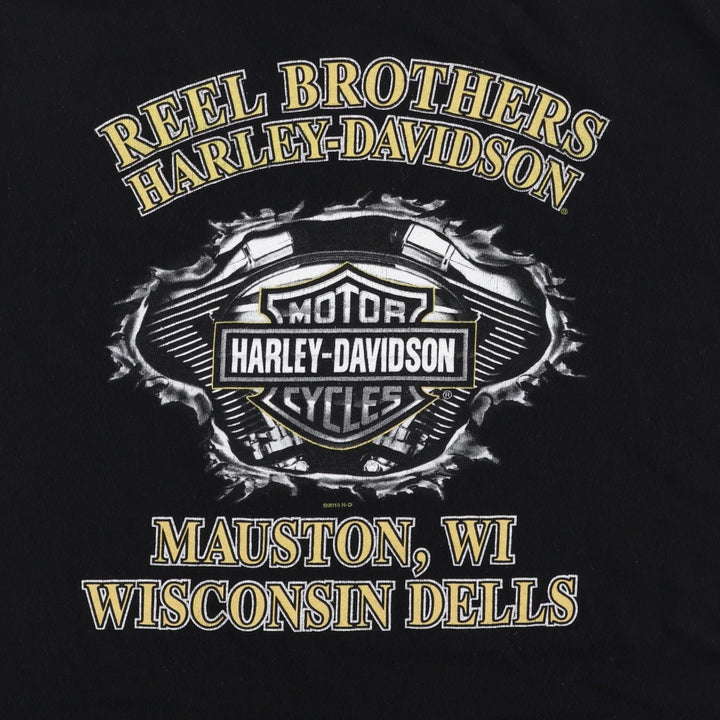 Harley-Davidson Skull Pattern Motorcycle Bike T-shirt Men's XXL cotton black type Vintage Second Hand