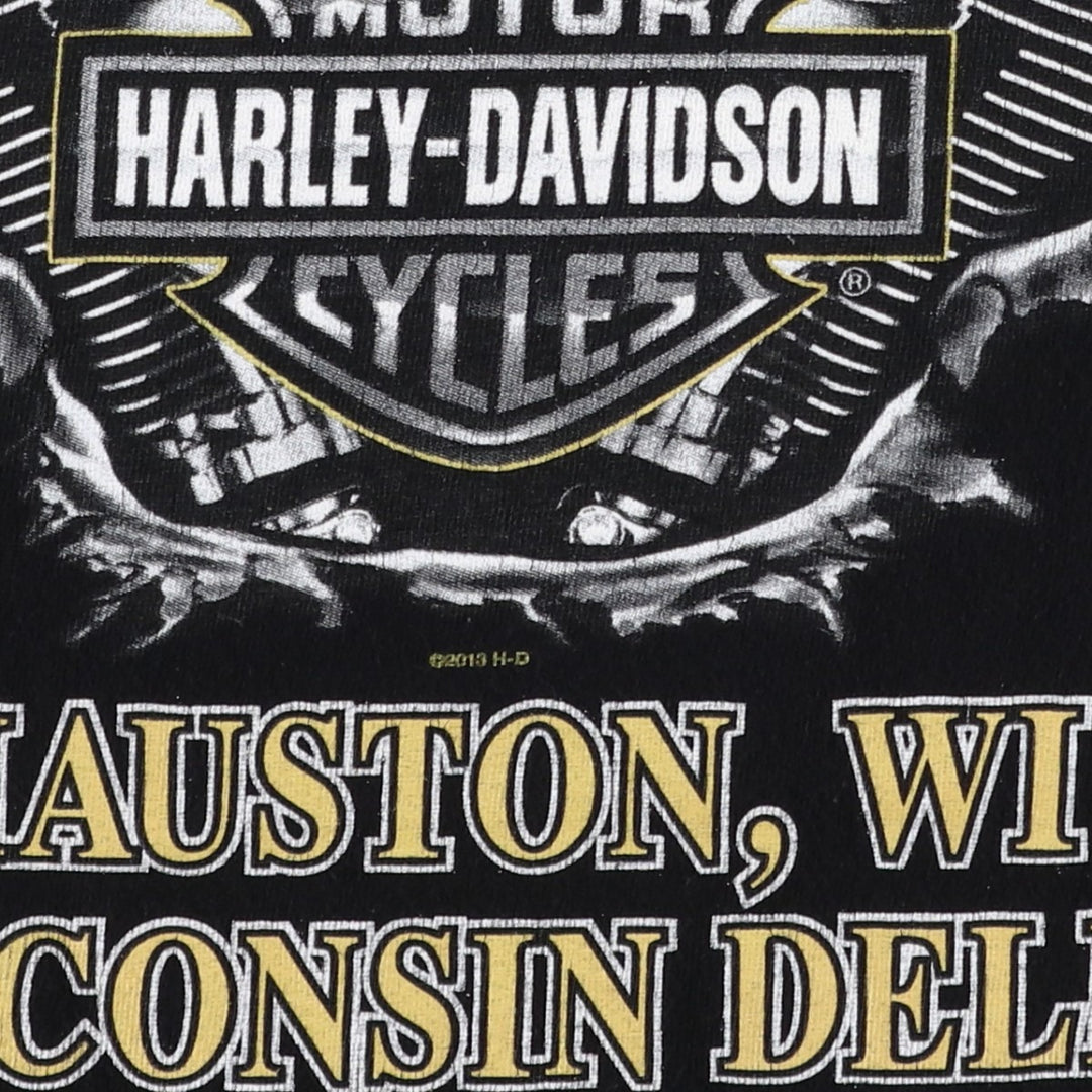 Harley-Davidson Skull Pattern Motorcycle Bike T-shirt Men's XXL cotton black type Vintage Second Hand