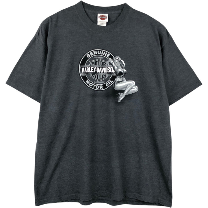 Harley-Davidson Pin-up Girl Motorcycle Bike T-shirt, Men's XL cotton Charcoal Vintage Second Hand