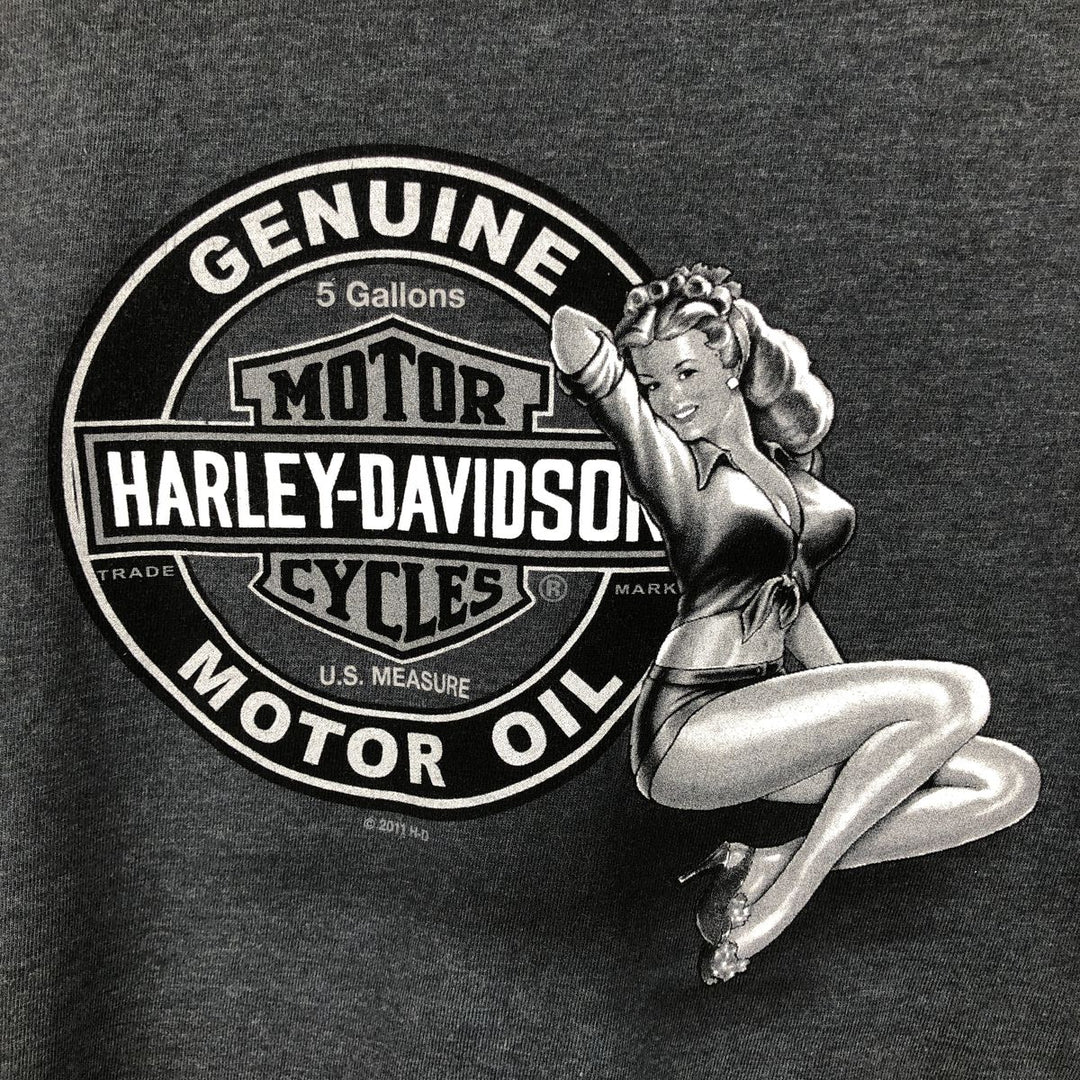 Harley-Davidson Pin-up Girl Motorcycle Bike T-shirt, Men's XL cotton Charcoal Vintage Second Hand