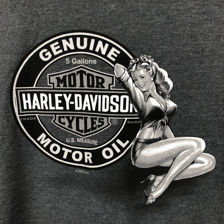 Harley-Davidson Pin-up Girl Motorcycle Bike T-shirt, Men's XL cotton Charcoal Vintage Second Hand