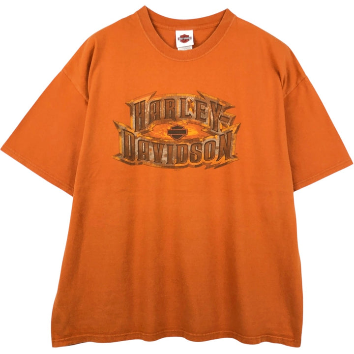 00'S Harley-Davidson Motorcycle Bike T-shirt Made in USA Men's XXL cotton orange type Vintage Second Hand