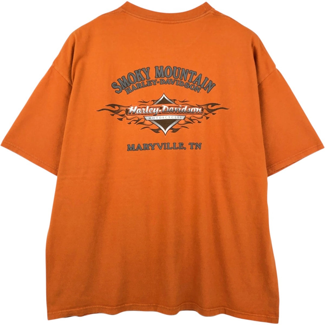 00'S Harley-Davidson Motorcycle Bike T-shirt Made in USA Men's XXL cotton orange type Vintage Second Hand