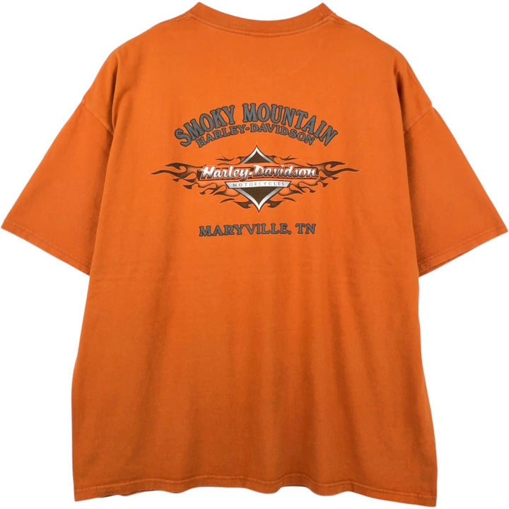 00'S Harley-Davidson Motorcycle Bike T-shirt Made in USA Men's XXL cotton orange type Vintage Second Hand