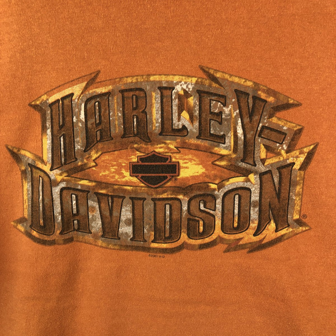 00'S Harley-Davidson Motorcycle Bike T-shirt Made in USA Men's XXL cotton orange type Vintage Second Hand