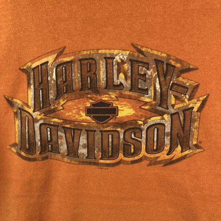 00'S Harley-Davidson Motorcycle Bike T-shirt Made in USA Men's XXL cotton orange type Vintage Second Hand