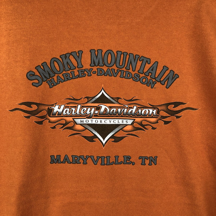 00'S Harley-Davidson Motorcycle Bike T-shirt Made in USA Men's XXL cotton orange type Vintage Second Hand