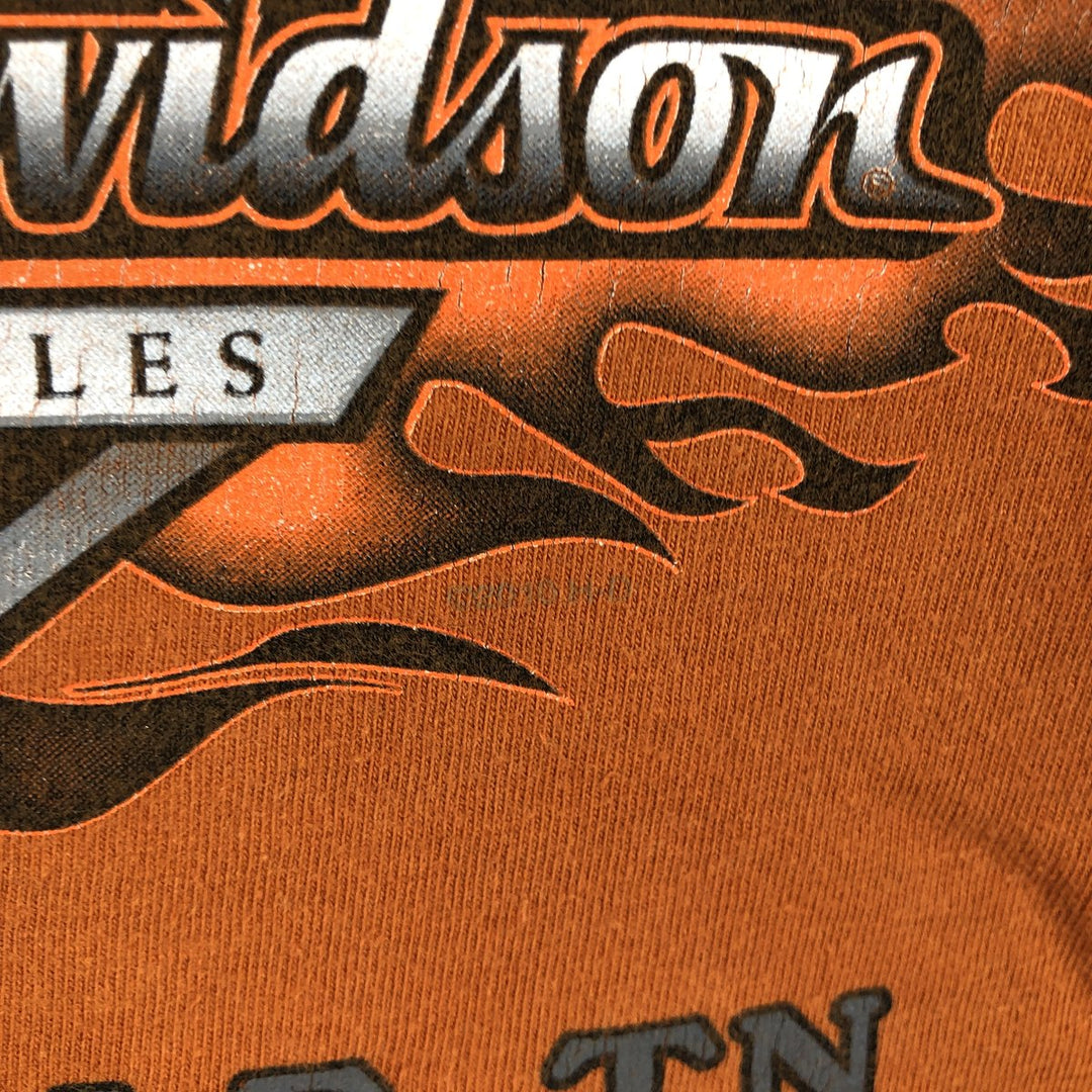 00'S Harley-Davidson Motorcycle Bike T-shirt Made in USA Men's XXL cotton orange type Vintage Second Hand