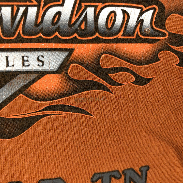 00'S Harley-Davidson Motorcycle Bike T-shirt Made in USA Men's XXL cotton orange type Vintage Second Hand