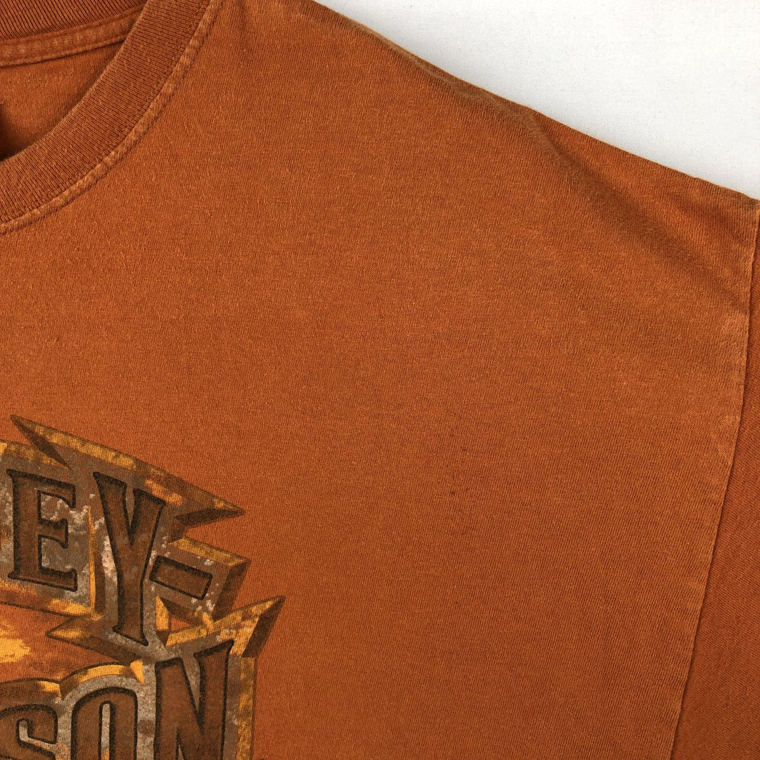 00'S Harley-Davidson Motorcycle Bike T-shirt Made in USA Men's XXL cotton orange type Vintage Second Hand