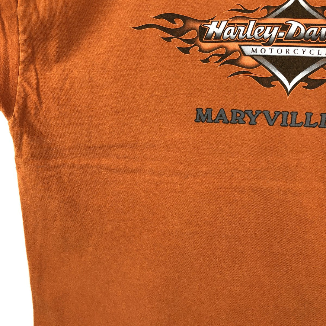 00'S Harley-Davidson Motorcycle Bike T-shirt Made in USA Men's XXL cotton orange type Vintage Second Hand