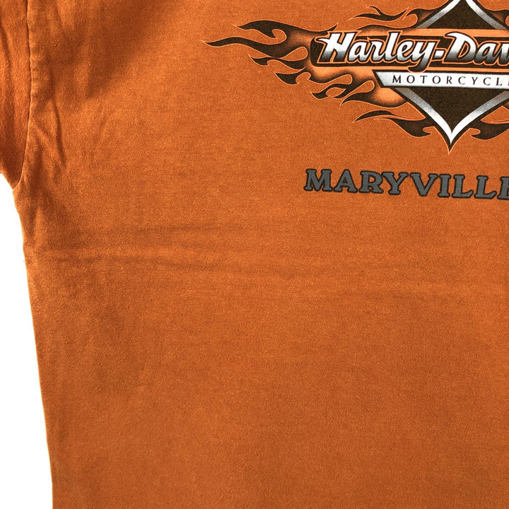 00'S Harley-Davidson Motorcycle Bike T-shirt Made in USA Men's XXL cotton orange type Vintage Second Hand
