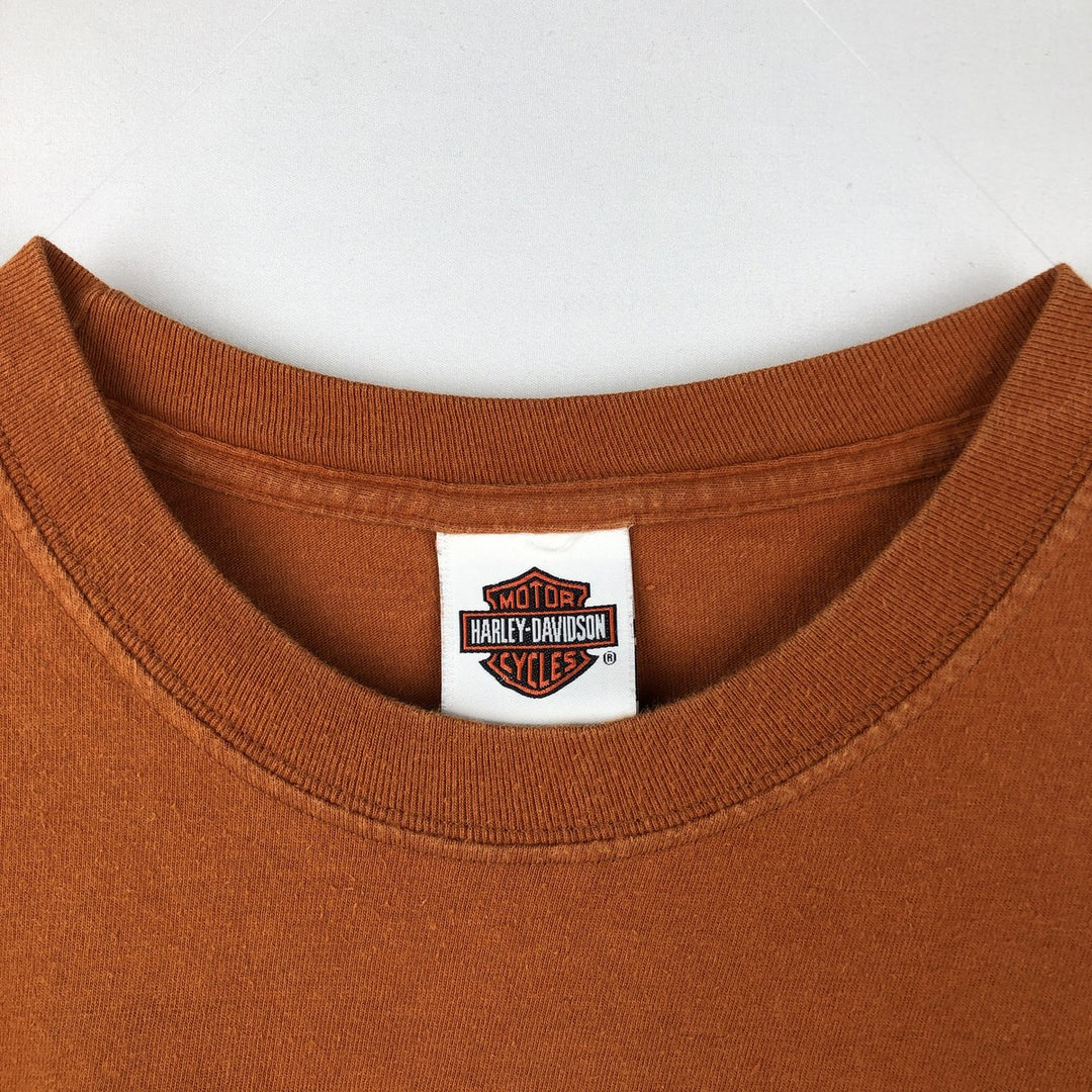 00'S Harley-Davidson Motorcycle Bike T-shirt Made in USA Men's XXL cotton orange type Vintage Second Hand