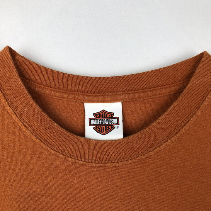 00'S Harley-Davidson Motorcycle Bike T-shirt Made in USA Men's XXL cotton orange type Vintage Second Hand