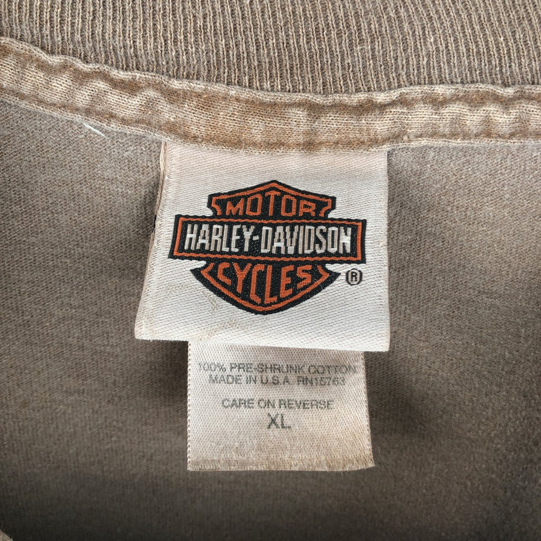 00'S Harley-Davidson Eagle Pattern Motorcycle Bike T-shirt Made in USA Men's XL cotton chocolate Vintage Second Hand