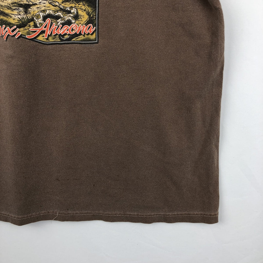 00'S Harley-Davidson Eagle Pattern Motorcycle Bike T-shirt Made in USA Men's XL cotton chocolate Vintage Second Hand