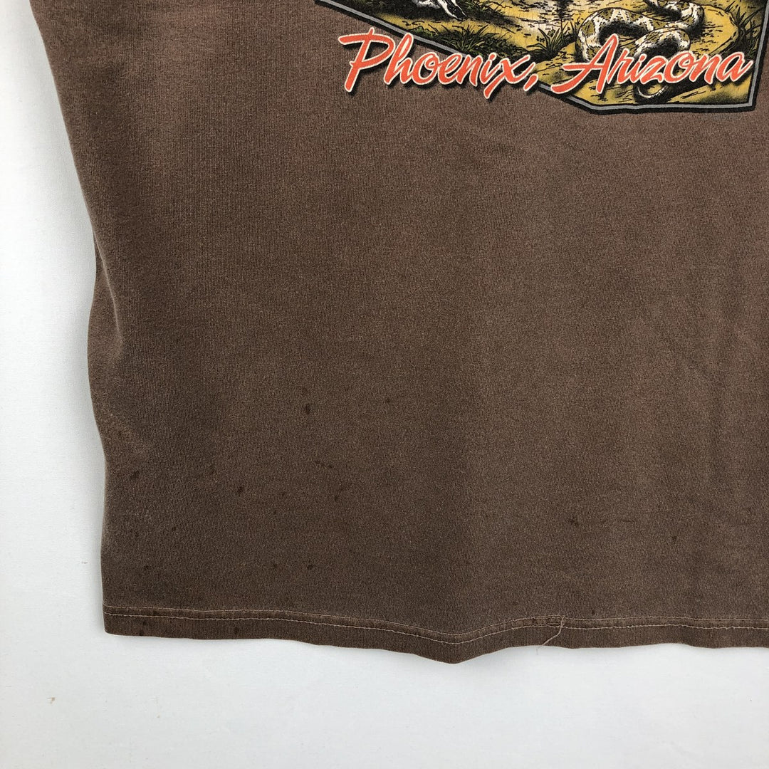 00'S Harley-Davidson Eagle Pattern Motorcycle Bike T-shirt Made in USA Men's XL cotton chocolate Vintage Second Hand