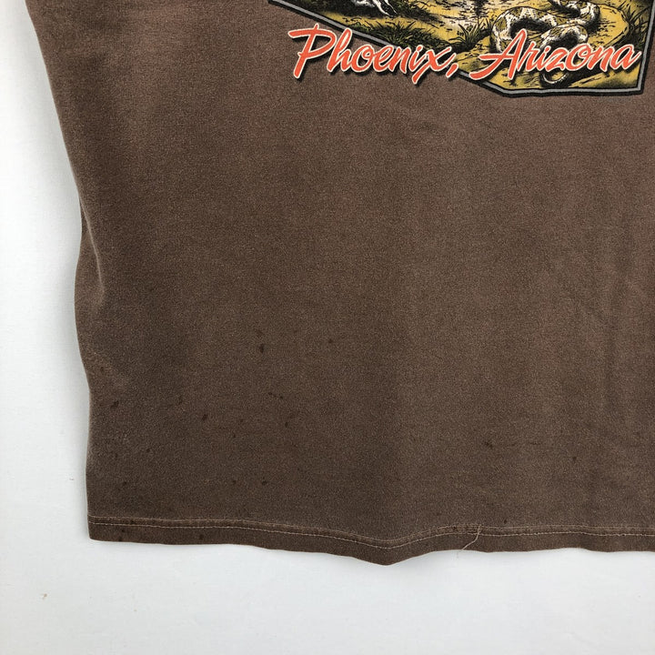 00'S Harley-Davidson Eagle Pattern Motorcycle Bike T-shirt Made in USA Men's XL cotton chocolate Vintage Second Hand