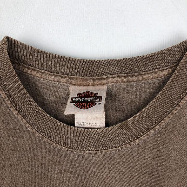 00'S Harley-Davidson Eagle Pattern Motorcycle Bike T-shirt Made in USA Men's XL cotton chocolate Vintage Second Hand