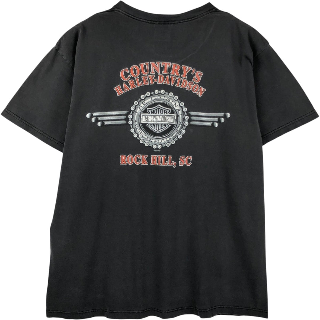 00'S Harley-Davidson Skull Pattern Motorcycle Bike T-shirt Made in USA Men's XL cotton black type Vintage Second Hand