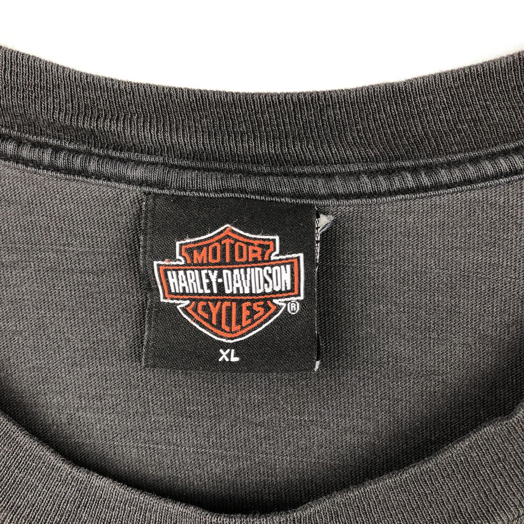 00'S Harley-Davidson Skull Pattern Motorcycle Bike T-shirt Made in USA Men's XL cotton black type Vintage Second Hand