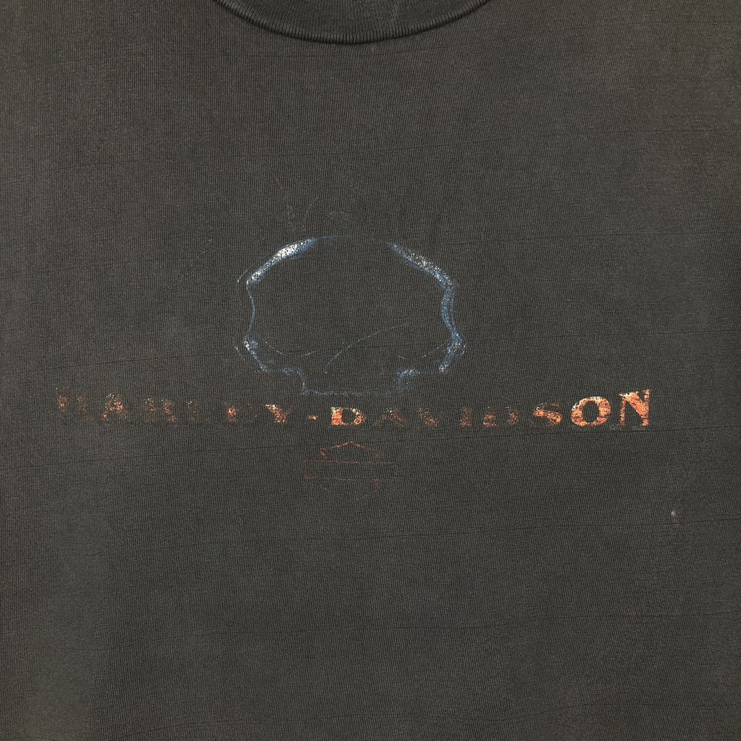 00'S Harley-Davidson Skull Pattern Motorcycle Bike T-shirt Made in USA Men's XL cotton black type Vintage Second Hand