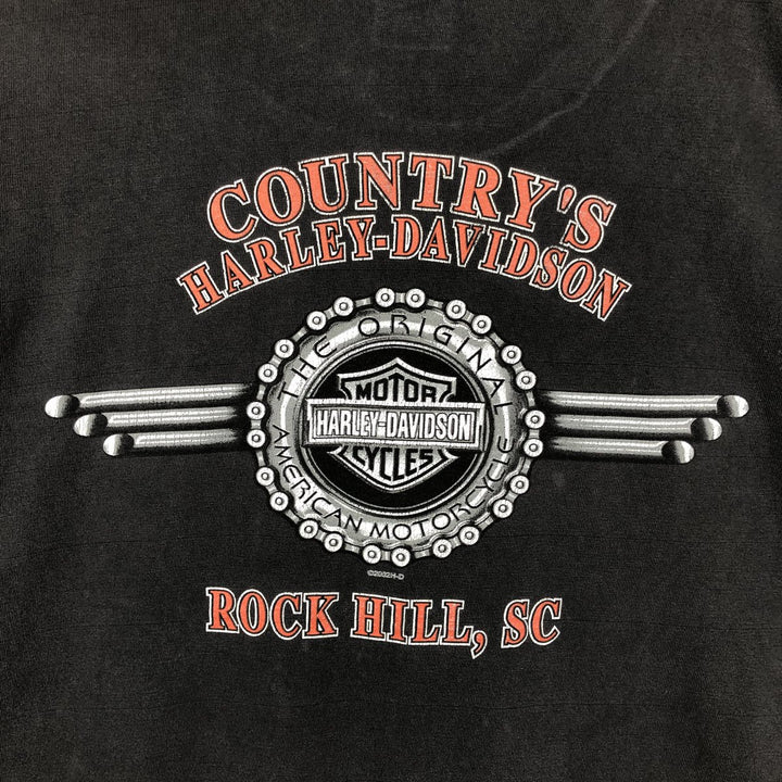 00'S Harley-Davidson Skull Pattern Motorcycle Bike T-shirt Made in USA Men's XL cotton black type Vintage Second Hand