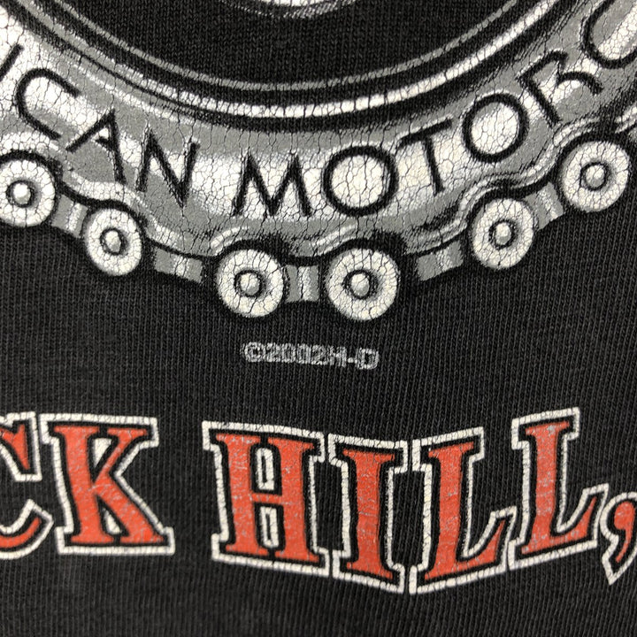 00'S Harley-Davidson Skull Pattern Motorcycle Bike T-shirt Made in USA Men's XL cotton black type Vintage Second Hand