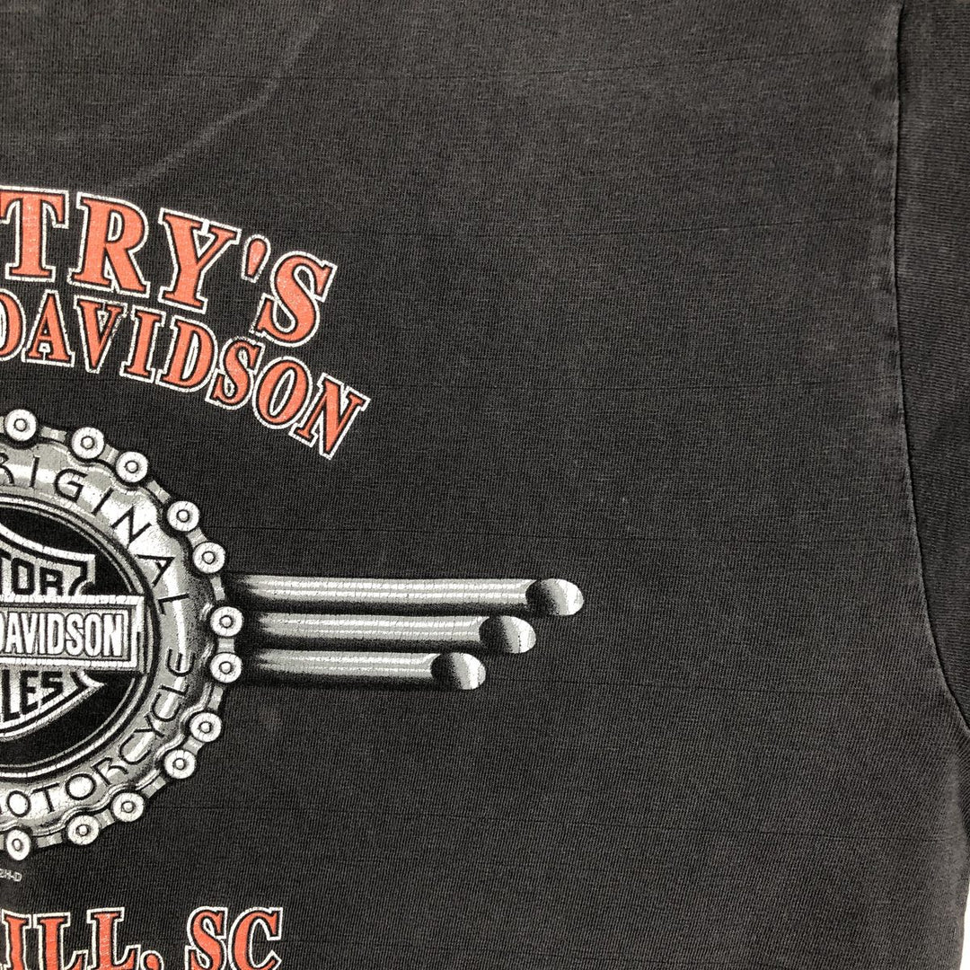 00'S Harley-Davidson Skull Pattern Motorcycle Bike T-shirt Made in USA Men's XL cotton black type Vintage Second Hand