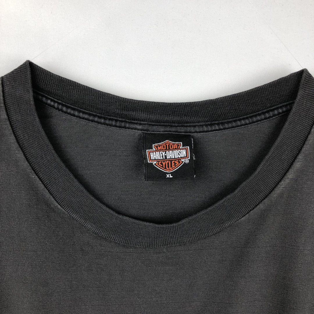 00'S Harley-Davidson Skull Pattern Motorcycle Bike T-shirt Made in USA Men's XL cotton black type Vintage Second Hand