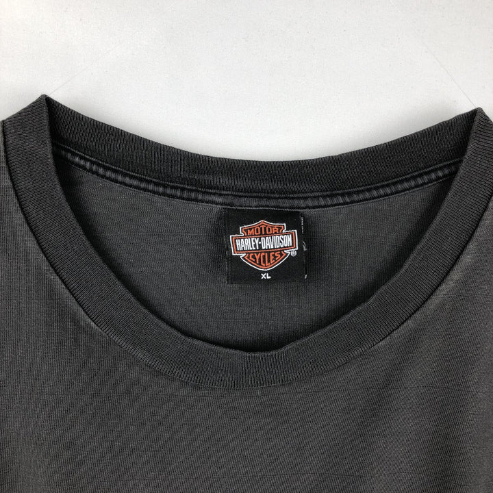 00'S Harley-Davidson Skull Pattern Motorcycle Bike T-shirt Made in USA Men's XL cotton black type Vintage Second Hand