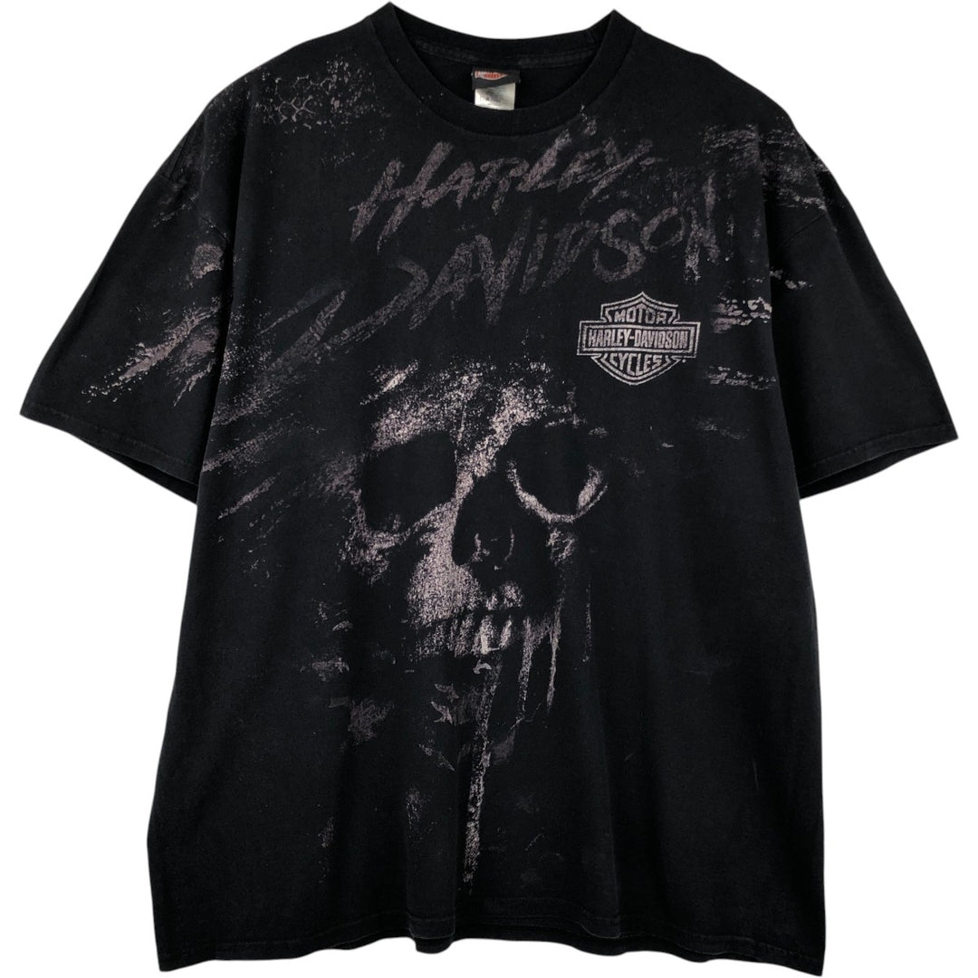 Harley-Davidson Skull Pattern Motorcycle Bike T-shirt Men's XXL cotton black type Vintage Second Hand