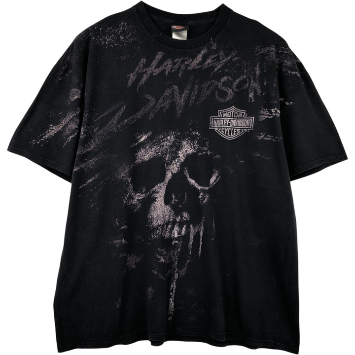 Harley-Davidson Skull Pattern Motorcycle Bike T-shirt Men's XXL cotton black type Vintage Second Hand