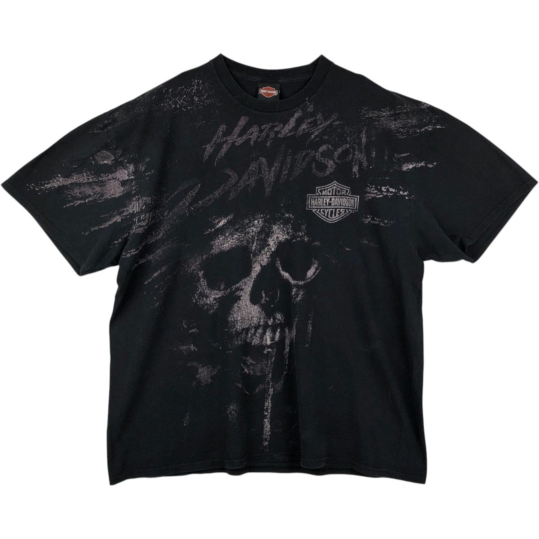 Harley-Davidson Skull Pattern Motorcycle Bike T-shirt Men's XXL cotton black type Vintage Second Hand