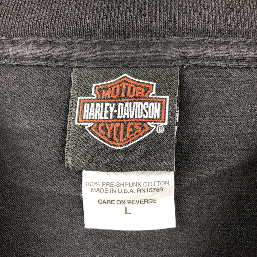 2000'S Harley-Davidson Pin-up Girl Motorcycle T-Shirt, Made in USA, Men's Size L (approx.) cotton black type Vintage Second Hand