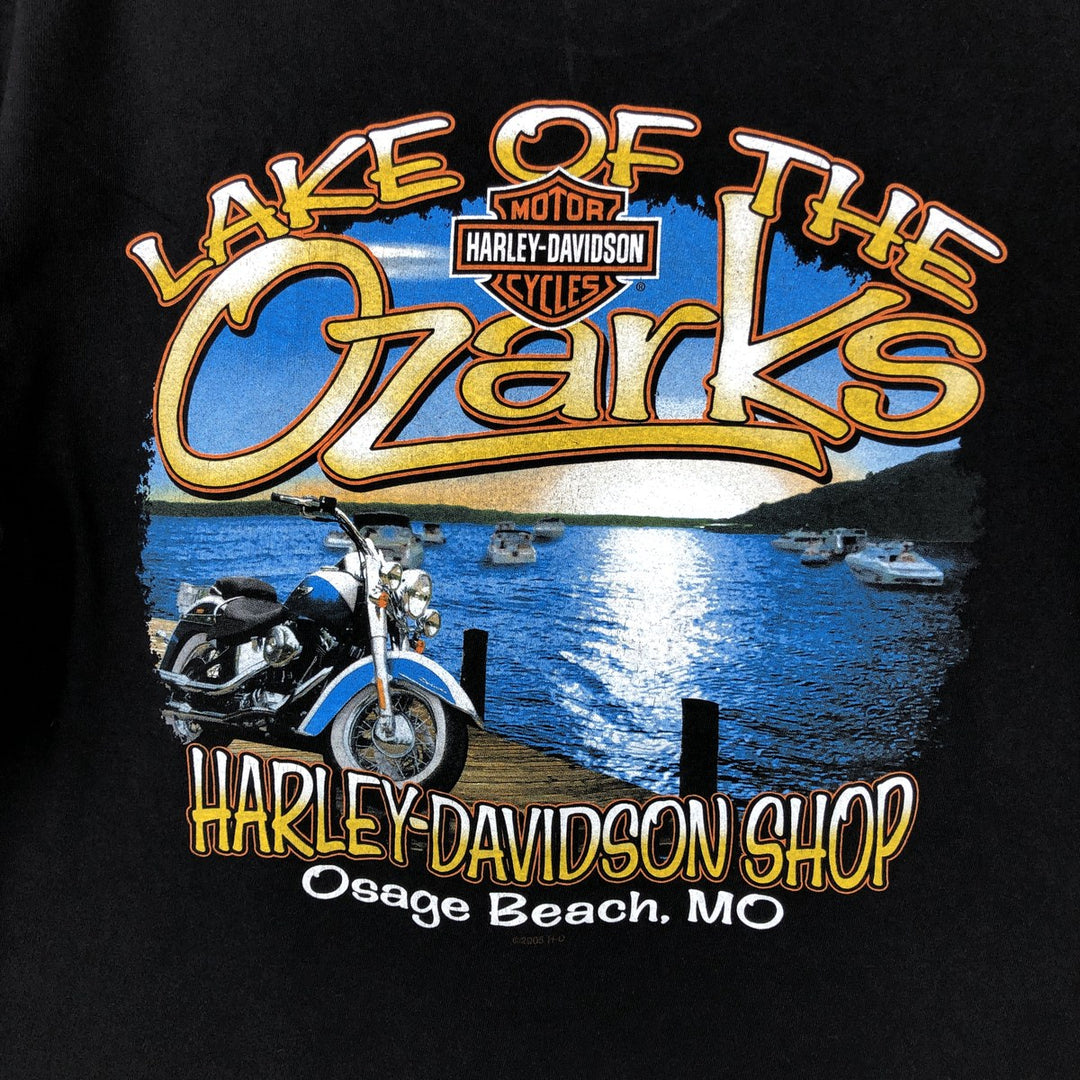 2000'S Harley-Davidson Pin-up Girl Motorcycle T-Shirt, Made in USA, Men's Size L (approx.) cotton black type Vintage Second Hand