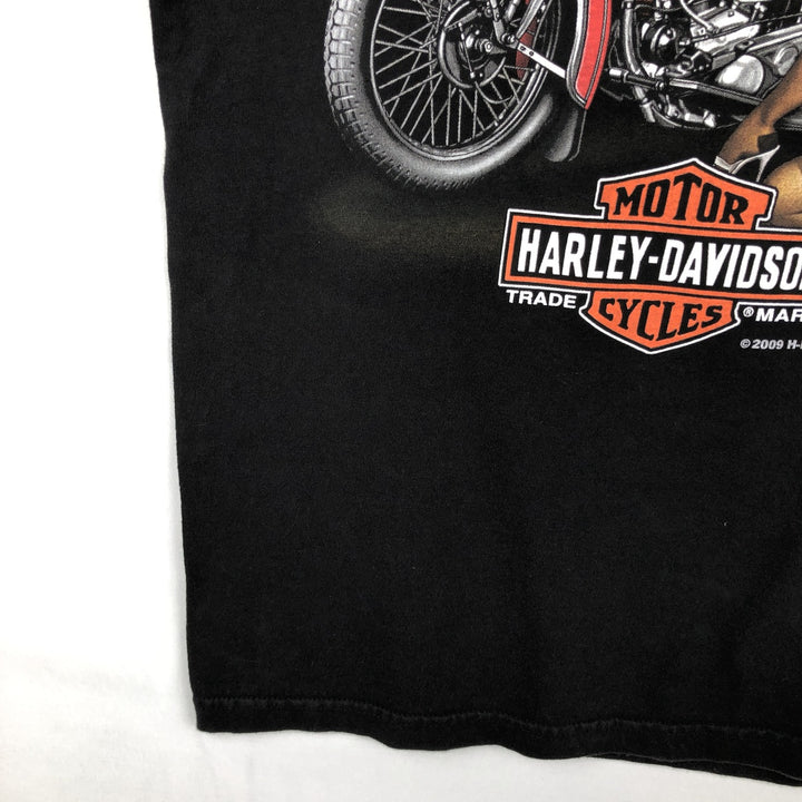 2000'S Harley-Davidson Pin-up Girl Motorcycle T-Shirt, Made in USA, Men's Size L (approx.) cotton black type Vintage Second Hand