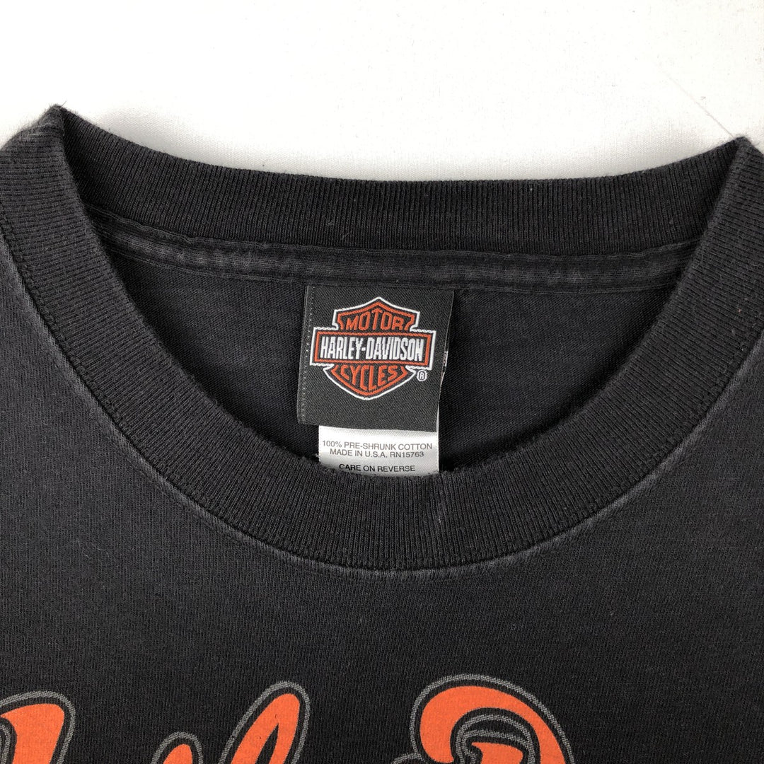 2000'S Harley-Davidson Pin-up Girl Motorcycle T-Shirt, Made in USA, Men's Size L (approx.) cotton black type Vintage Second Hand