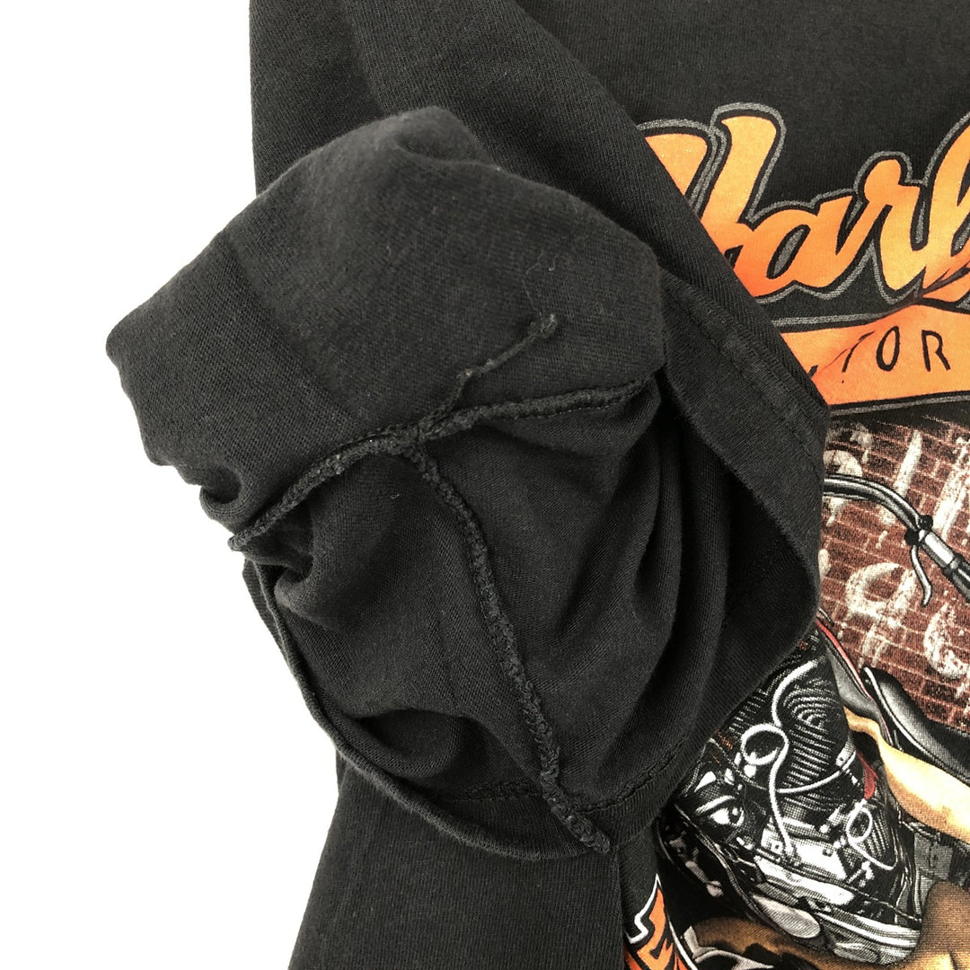 2000'S Harley-Davidson Pin-up Girl Motorcycle T-Shirt, Made in USA, Men's Size L (approx.) cotton black type Vintage Second Hand