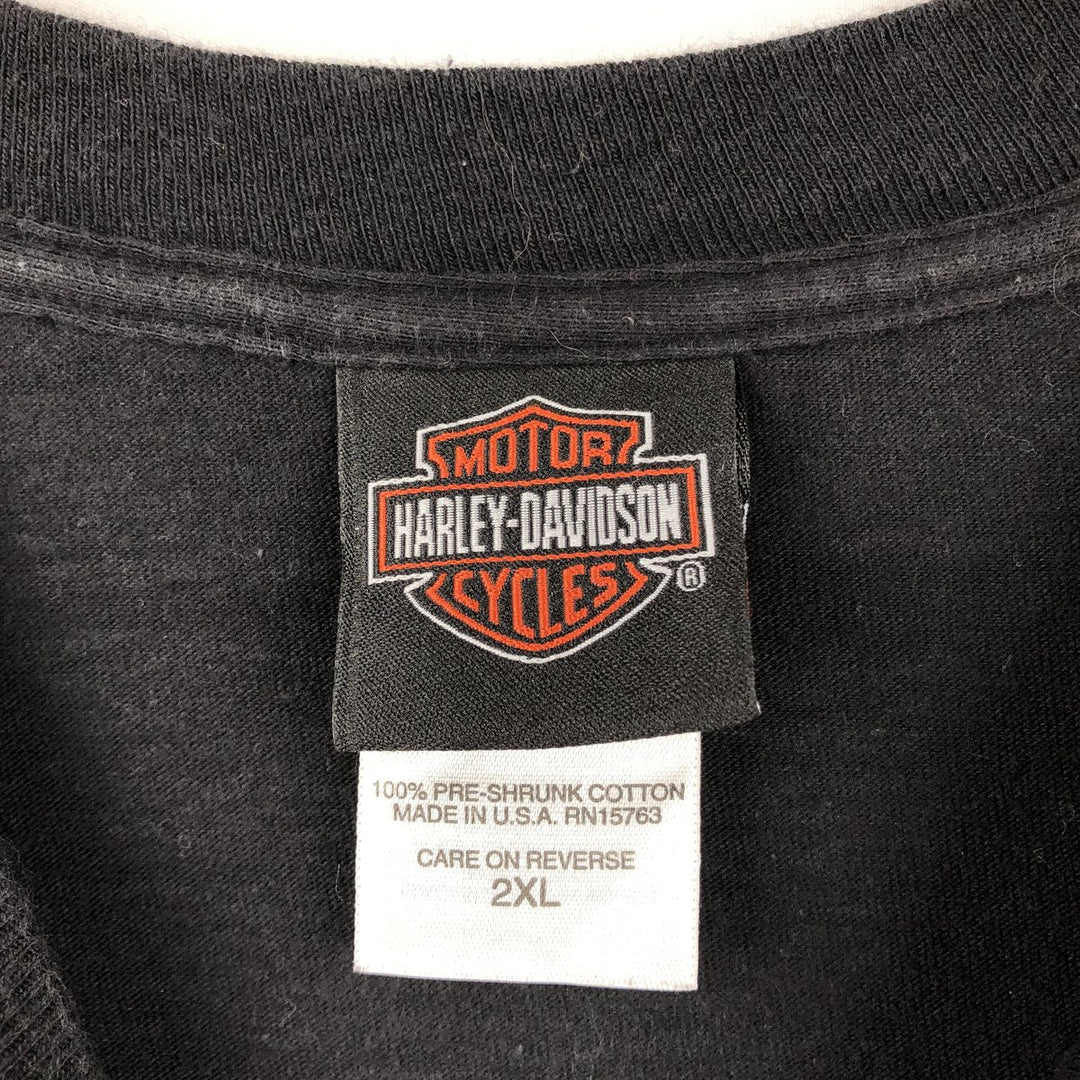 00'S Harley-Davidson Eagle Pattern Motorcycle Bike T-shirt Made in USA Men's XXL cotton black type Vintage Second Hand