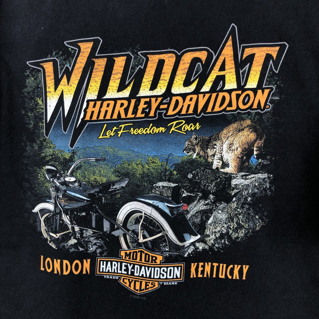 00'S Harley-Davidson Eagle Pattern Motorcycle Bike T-shirt Made in USA Men's XXL cotton black type Vintage Second Hand